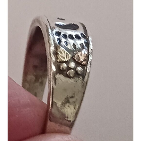 Vintage Native American signed Paw Print 925 w 12k gold detail ring s12.5 1526 - Picture 4 of 8